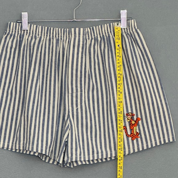 VTG Disney Store Womens Sleep Shorts L Blue Stripe Tigger Pajamas Loungewear - Picture 6 of 13
